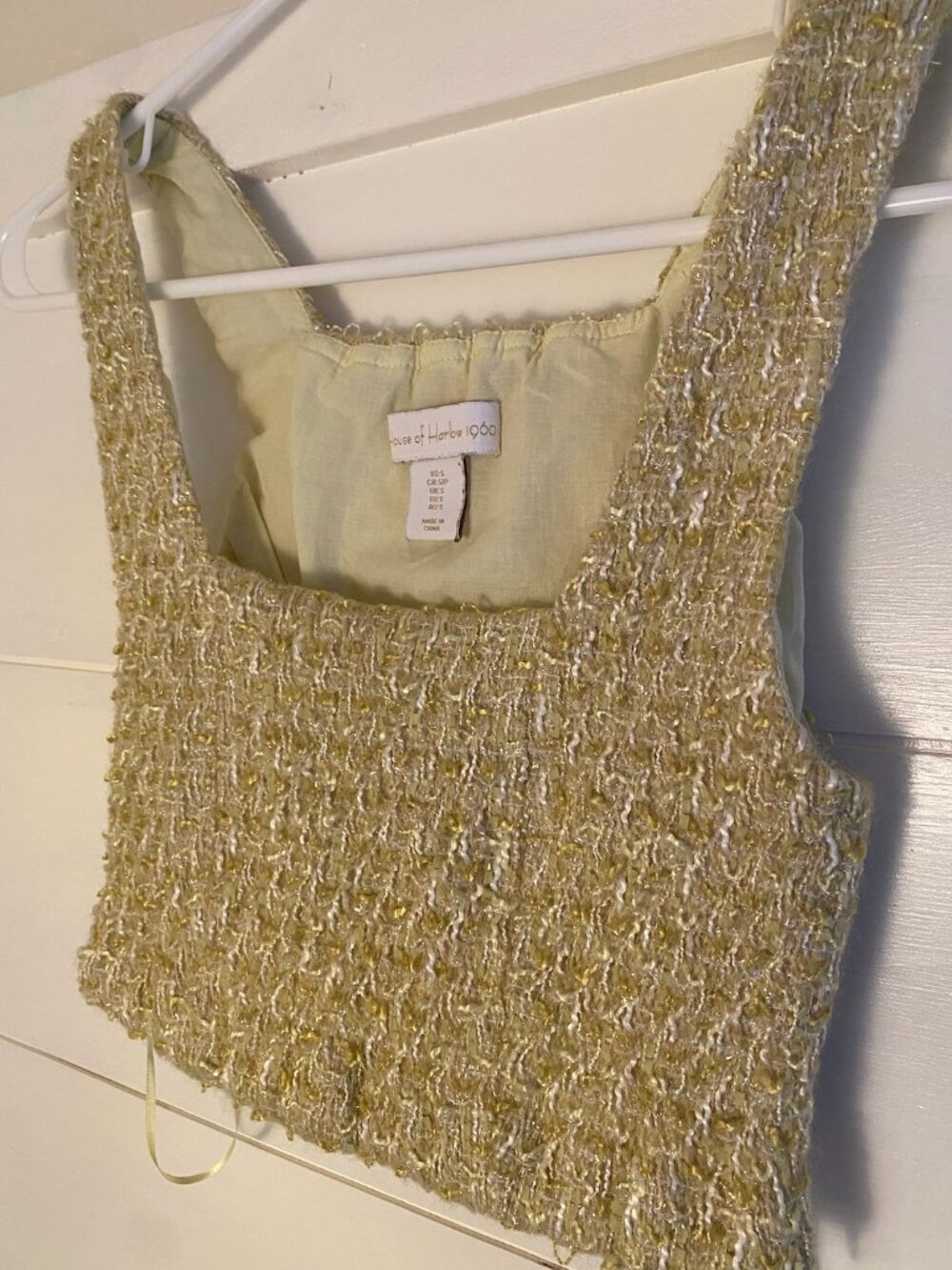 House of Harlow 1960 Metallic Boucle Tweed Crop Tank Top Small